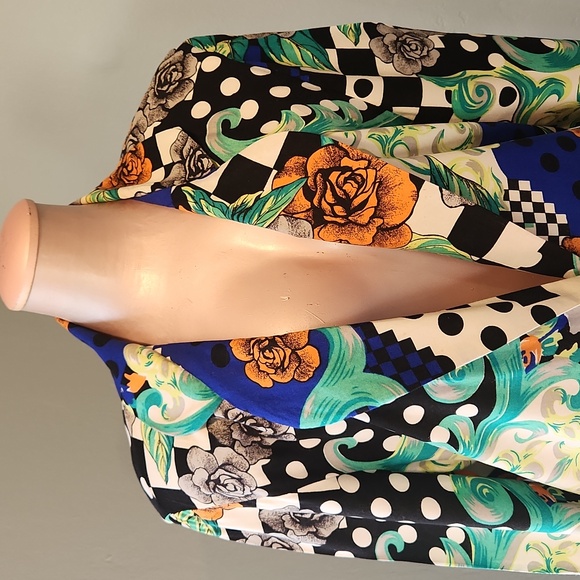 Vintage 1980s Long Blazer Polka Dots Mixed Pattern Retro Small - Picture 2 of 11